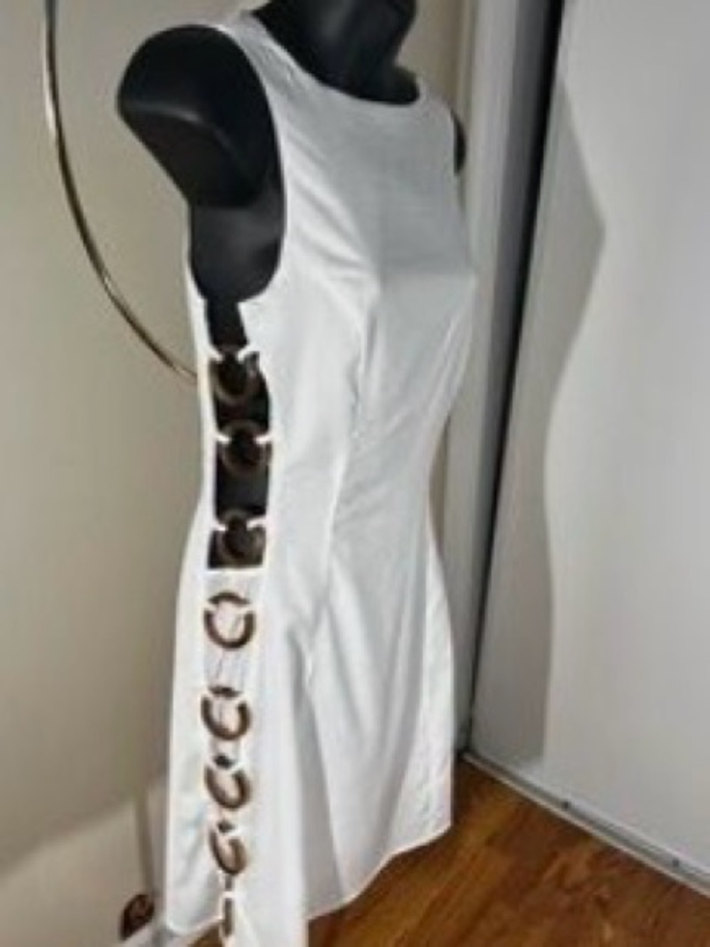 Lulu's White Mini Dress with Decorative Side Rings - Picture 3 of 7